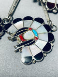 One Of The Largest Best Mens Vintage Native American Zuni Turquoise Sterling Silver Bolo Tie-Nativo Arts