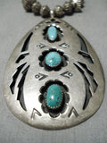 Native American Incredible Vintage Nvaajo Turquoise Sterling Silver Shadowbox Necklace-Nativo Arts