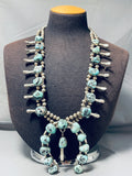 272 Gram Vintage Native American Navajo Turquoise Sterling Silver Squash Blossom Necklace-Nativo Arts