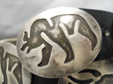 So Detailed!! Vintage Native American Navajo Sterling Silver Overlay Concho Belt Old-Nativo Arts