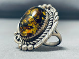 Dazzling Ancient Tree Sap Native American Navajo Amber Sterling Silver Ring-Nativo Arts