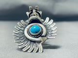 Phenomenal Native American Navajo Sleeping Beauty Turquoise Sterling Silver Kachina Ring-Nativo Arts