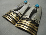 Authentic Vintage Native American Navajo Thomas Singer Turquoise Sterling Silver Earrings-Nativo Arts