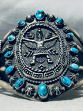 Kachina Bisbee Turquoise Vintage Native American Navajo Sterling Silver Bracelet-Nativo Arts