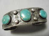 Early 1900's Vintage Native American Navajo Cerrillos Turquoise Sterling Silver Bracelet Old-Nativo Arts