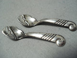 Authentic Kennet Begay (d.) Vintage Native American Navajo Sterling Silver Salt Pepper Spoons-Nativo Arts