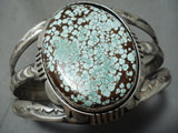 Important Vintage Native American Navajo #8 Turquoise Sterling Silver Bracelet-Nativo Arts