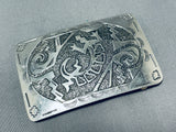 Fascinating Native American Navajo Signed Handcarved Sterling Silver Gekko Buckle-Nativo Arts