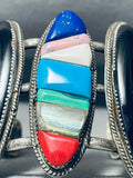 One Of The Most Unique Vintage Native American Navajo Turquoise Sterling Silver Inlay Bracelet-Nativo Arts
