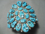Important Vintage Native American Navajo Sleeping Beauty Turquoise Sterling Silver Bracelet Old-Nativo Arts
