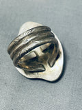 Tremendous Vintage Native American Navajo Kingman Turquoise Sterling Silver Ring-Nativo Arts