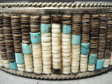 Incredible Detail! Vintage Native American Navajo Turquoise Heishi Sterling Silver Bracelet Old-Nativo Arts