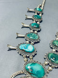 Rare Vintage Native American Navajo Cerrillos Turquoise Sterling Silver Squash Blossom Necklace-Nativo Arts