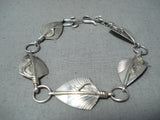 Marvelous Navajo Sterling Silver Feathers Bracelet Native American-Nativo Arts