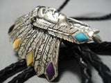 Amazing Chief Navajo Sterling Silver Native American Sugulite Bolo Tie-Nativo Arts