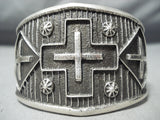 Magnificent Navajo Sterling Silver Cross Bracelet Native American-Nativo Arts