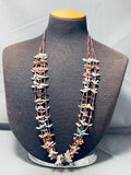Amazing Vintage Native American Zuni Bird Shell Heishi Sterling Silver Necklace-Nativo Arts