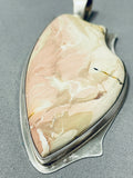 Exquisite Native American Navajo Pink White Agate Sterling Silver Pendant-Nativo Arts