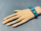 Chunky Graduating Vintage Native American Navajo Turquoise Sterling Silver Bracelet-Nativo Arts