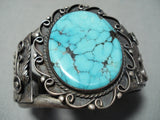 Vivid Museum Vintage Native American Navajo Morenci Turquoise Sterling Silver Bracelet-Nativo Arts