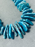 Magnificent Vintage Native American Navajo Kingman Turquoise Sterling Silver Necklace-Nativo Arts