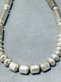 Native American Completely Hand Tooled Vintage Navajo Signed Sterling Silver Necklace-Nativo Arts
