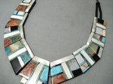 Native American One Of The Most Detailed Santo Domingo Turquoise Sterling Silver Necklace-Nativo Arts