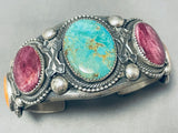 Crossed Arrows Vintage Native American Navajo Turquoise Shell Sterling Silver Bracelet-Nativo Arts