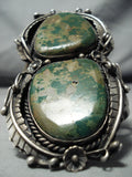 One Of The Best Vintage Native American Navajo Green Turquoise 1977 Sterling Silver Bracelet-Nativo Arts