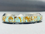 Native American Thick Very Rare #8 Turquoise Inlay Form Sterling Silver Bracelet-Nativo Arts
