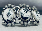 One Of Best Native American Navajo White Buffalo Turquoise 92 Gram Sterling Silver Bracelet-Nativo Arts