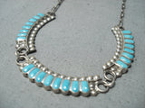 Gorgeous Vintage Native American Zuni Sleeping Beauty Turquoise Sterling Silver Necklace Old-Nativo Arts
