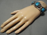 Quality Vintage Native American Navajo Blue Diamond Turquoise Sterling Silver Bracelet-Nativo Arts