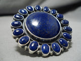 Biggest Best Native American Navajo Lapis Sterling Silver Ring-Nativo Arts