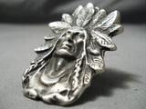 Colossal Native American Navajo Sterling Silver Feather Chief Ring-Nativo Arts