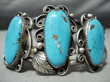 Majestic Vintage Native American Navajo Blue Diamond Turquoise Sterling Silver Bracelet-Nativo Arts