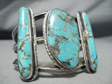 Towering Heavy Vintage Native American Navajo Blue Thunder Turquoise Sterling Silver Bracelet-Nativo Arts