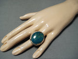 Stunning Native American Navajo Signed Pilot Mountain Turquoise Sterling Silver Ring-Nativo Arts