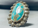 Fabulous Vintage Native American Navajo Kingman Turquoise Sterling Silver Ring-Nativo Arts