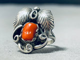 One Of The Most Cute Vintage Native American Navajo Sterling Silver Leaf Ring Old-Nativo Arts