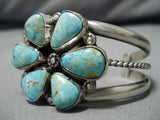 Rare Vintage Turquoise Mountain Sterling Silver Native American Bracelet Cuff-Nativo Arts