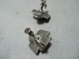 Early Vintage Native American Navajo Turquoise Sterling Silver Eagle Earrings-Nativo Arts