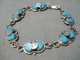 Incredible Vintage Native American Zuni Kingman Turquoise Sterling Silver Snake Bracelet Old-Nativo Arts