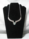 Incredible Detailed Vintage Native American Navajo Turquoise Sterling Silver Swgmented Necklace-Nativo Arts