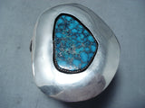 Rare Mine Vintage Native American Navajo Blue Thunder Turquoise Sterling Silver Bracelet-Nativo Arts