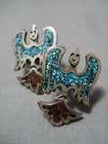 Remarkable Vintage Native American Navajo Peyote Bird Sterling Silver Cufflinks Old-Nativo Arts