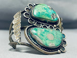 Gorgeous Vintage Native American Navajo 2 Huge Royston Turquoise Sterling Silver Bracelet-Nativo Arts
