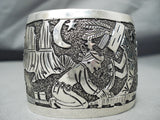 Gigantic Navajo Sterling Silver Storyteller Bracelet Native American-Nativo Arts