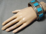 Native American Tony Aguilar Sr Vintage Santo Domingo Turquoise Sterling Silver Bracelet-Nativo Arts