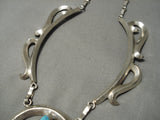 Incredible Native American Navajo Betsoi Sterling Silver Naja Carico Lake Turquoise Necklace-Nativo Arts